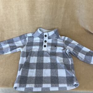 Carters Toddler 18month Fleece Plaid White Gray Warm Cozy Sweatshirt Sherpa neck